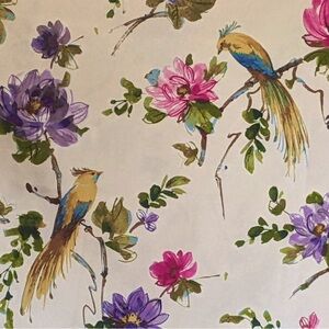 Birds and Floral Table Cloth. -EUC